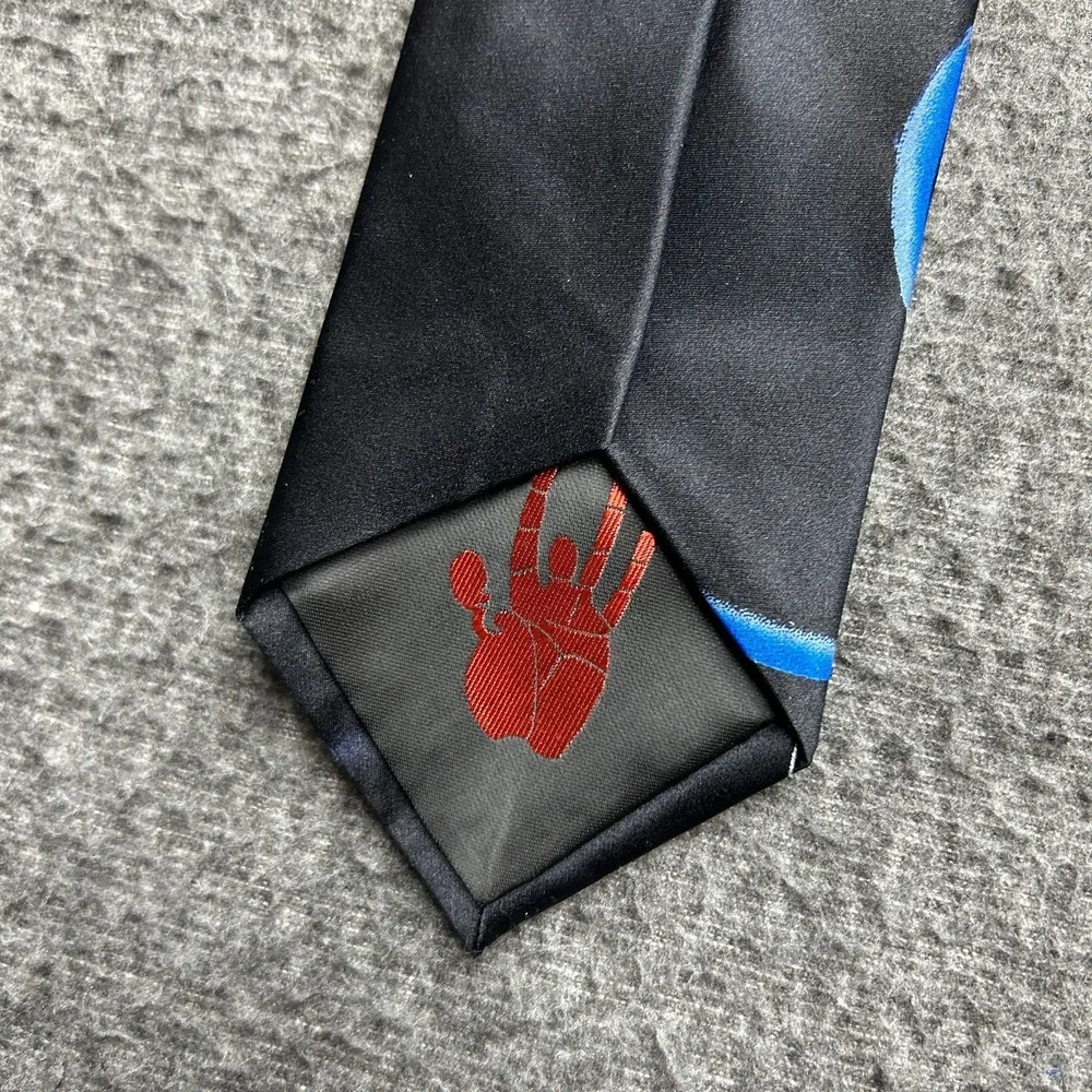 J Garcia Tie Collectors Edition Snail Garden 100% Silk Extra Long Blue Black - Picture 5 of 7